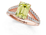 Rose gold Fancy Yellow Emerald Cut Diamond Split Shank Pavé Engagement Ring with Four-Prong Setting_81