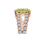 Rose gold Fancy Yellow Emerald Cut Diamond Split Shank Pavé Engagement Ring with Four-Prong Setting_85