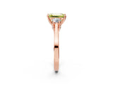 Rose gold Fancy Yellow Emerald Cut Diamond Three-Stone Engagement Ring with Prong Setting and Pavé Band_2