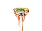 Rose gold Fancy Yellow Emerald Cut Diamond Three-Stone Engagement Ring with Prong Setting and Pavé Band_5
