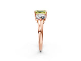Rose gold Fancy Yellow Emerald Cut Diamond Three-Stone Ring with Prong Setting and Classic Band_113