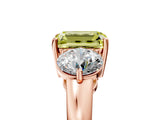 Rose gold Fancy Yellow Emerald Cut Diamond Three-Stone Ring with Prong Setting and Classic Band_116