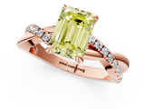 Rose gold Fancy Yellow Emerald  Cut Diamond Twist Band Solitaire with Prong Setting_41