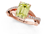 Rose gold Fancy Yellow Emerald  Cut Diamond Twisted Band Engagement Ring with Prong Setting_4