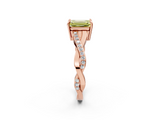Rose gold Fancy Yellow Emerald  Cut Diamond Twisted Band Engagement Ring with Prong Setting_5