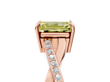 Rose gold Fancy Yellow Emerald  Cut Diamond Twisted Band Engagement Ring with Prong Setting_8