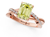 Rose gold Fancy Yellow Emerald  Cut Diamond Twisted Band with Pavé Setting and Four-Prong Setting_21