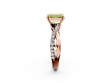 Rose gold Fancy Yellow Emerald  Cut Diamond Twisted Band with Pavé Setting and Four-Prong Setting_22