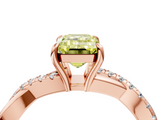 Rose gold Fancy Yellow Emerald  Cut Diamond Twisted Band with Pavé Setting and Four-Prong Setting_24
