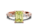 Rose gold Fancy Yellow Emerald  Cut Diamond Vine Band with Four-Prong Setting_54