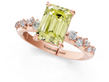 Rose gold Fancy Yellow Emerald  Cut Diamond Vine Band with Four-Prong Setting_55