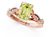 Rose gold Fancy Yellow Emerald  Cut Diamond with Milgrain Marquise and Bezel Accents on a Solitaire Band with Prong Setting_193