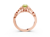 Rose gold Fancy Yellow Emerald  Cut Diamond with Milgrain Marquise and Bezel Accents on a Solitaire Band with Prong Setting_195