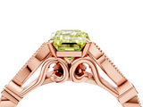 Rose gold Fancy Yellow Emerald  Cut Diamond with Milgrain Marquise and Bezel Accents on a Solitaire Band with Prong Setting_196