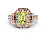 Rose gold Fancy Yellow Emerald  Cut Double Halo Diamond Engagement Ring with Pave Band and Four-Prong Setting_26