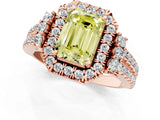 Rose gold Fancy Yellow Emerald  Cut Double Halo Diamond Engagement Ring with Pave Band and Four-Prong Setting_27