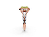 Rose gold Fancy Yellow Emerald  Cut Double Halo Diamond Engagement Ring with Pave Band and Four-Prong Setting_28
