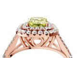 Rose gold Fancy Yellow Emerald  Cut Double Halo Split Shank Diamond Ring with Prong Setting_51