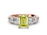 Rose gold Fancy Yellow Emerald  Cut Five-Stone Prong Set Diamond Ring with Classic Band_32