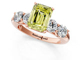 Rose gold Fancy Yellow Emerald  Cut Five-Stone Prong Set Diamond Ring with Classic Band_33