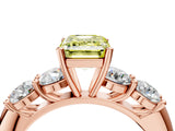 Rose gold Fancy Yellow Emerald  Cut Five-Stone Prong Set Diamond Ring with Classic Band_36