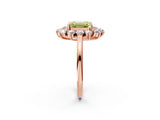 Rose gold Fancy Yellow Emerald Cut Halo Cluster Diamond Ring with Pave Band and Four-Prong Setting_2