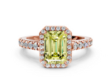 Rose gold Fancy Yellow Emerald  Cut Halo Diamond Engagement Ring with Pave Band and Four-Prong Setting_28