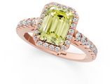 Rose gold Fancy Yellow Emerald  Cut Halo Diamond Engagement Ring with Pave Band and Four-Prong Setting_29