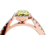 Rose gold Fancy Yellow Emerald  Cut Halo Diamond Engagement Ring with Pave Band and Four-Prong Setting_32
