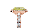 Rose gold Fancy Yellow Emerald  Cut Halo Diamond Engagement Ring with Pave Band and Four-Prong Setting_33