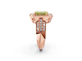 Rose gold Fancy Yellow Emerald Cut Halo Diamond Engagement Ring with Pave Split Shank and Four-Prong Setting_2