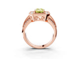 Rose gold Fancy Yellow Emerald Cut Halo Diamond Engagement Ring with Pave Split Shank and Four-Prong Setting_3