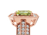 Rose gold Fancy Yellow Emerald Cut Halo Diamond Engagement Ring with Pave Split Shank and Four-Prong Setting_5