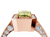 Rose gold Fancy Yellow Emerald Cut Halo Diamond Engagement Ring with Split Shank Band and Four-Prong Setting_4