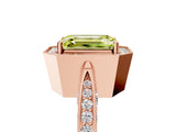 Rose gold Fancy Yellow Emerald Cut Halo Diamond Engagement Ring with Split Shank Band and Four-Prong Setting_5