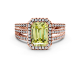 Rose gold Fancy Yellow Emerald  Cut Halo Diamond Engagement Ring with Split Shank and Four-Prong Setting_20