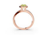 Rose gold Fancy Yellow Emerald  Cut Halo Diamond Engagement Ring with Split Shank and Four-Prong Setting_23