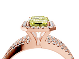 Rose gold Fancy Yellow Emerald  Cut Halo Diamond Engagement Ring with Split Shank and Four-Prong Setting_24