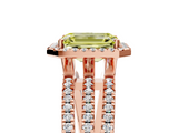 Rose gold Fancy Yellow Emerald  Cut Halo Diamond Engagement Ring with Split Shank and Four-Prong Setting_25