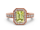 Rose gold Fancy Yellow Emerald  Cut Halo Diamond Pave Band Ring with Four-Prong Setting_45
