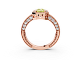 Rose gold Fancy Yellow Emerald  Cut Halo Diamond Pave Band Ring with Four-Prong Setting_48