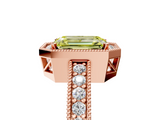 Rose gold Fancy Yellow Emerald  Cut Halo Diamond Pave Band Ring with Four-Prong Setting_50