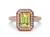Rose gold Fancy Yellow Emerald  Cut Halo Diamond Pave Band with Four-Prong Setting_39