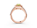 Rose gold Fancy Yellow Emerald  Cut Halo Diamond Pave Band with Four-Prong Setting_42