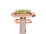 Rose gold Fancy Yellow Emerald  Cut Halo Diamond Pave Band with Four-Prong Setting_44