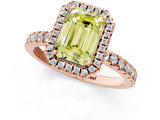 Rose gold Fancy Yellow Emerald Cut Halo Diamond Pave Band with Prong Setting_1