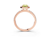 Rose gold Fancy Yellow Emerald Cut Halo Diamond Pave Band with Prong Setting_3