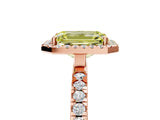 Rose gold Fancy Yellow Emerald Cut Halo Diamond Pave Band with Prong Setting_5