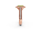 Rose gold Fancy Yellow Emerald Cut Halo Diamond Ring with Beaded Split Shank and Four-Prong Setting_2