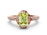 Rose gold Fancy Yellow Emerald  Cut Halo Diamond Ring with Channel Set Band and Four-Prong Setting_32